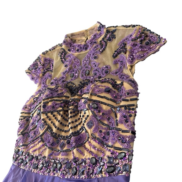 Sherri Hill VTG Maxi Dress Ball Gown Prom Sz 4 Purple Beaded Layered Sheer Fairy - Picture 7 of 12